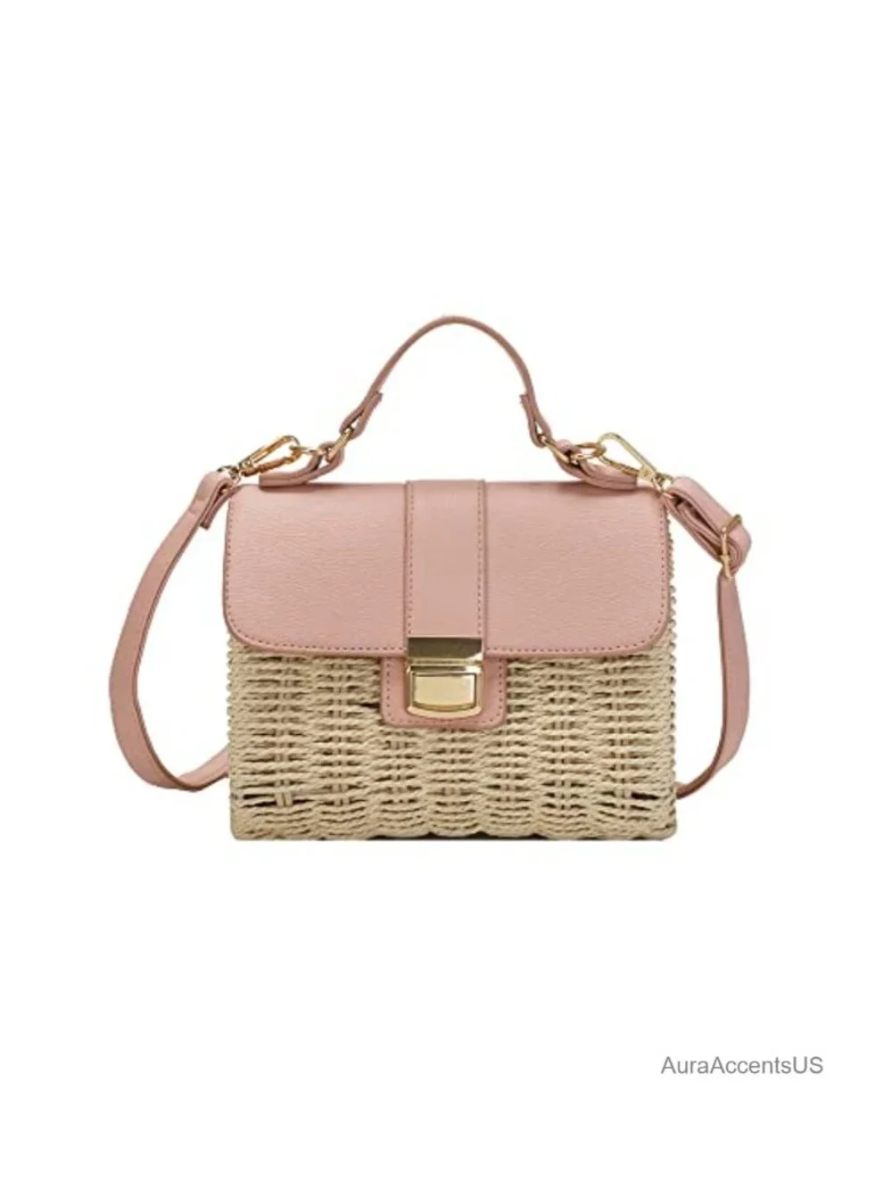 Small Straw Crossbody Bag Rattan Woven Top Handle Handbag Envelope Purse